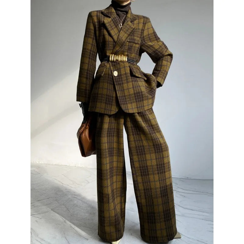 Tinaa Woolen Blend Plus Size Jackets Womens 2025 Winter Warm Plaid Lapel Notch Collar Long Sleeve Office Lady Outerwear 184064 - Kimlud