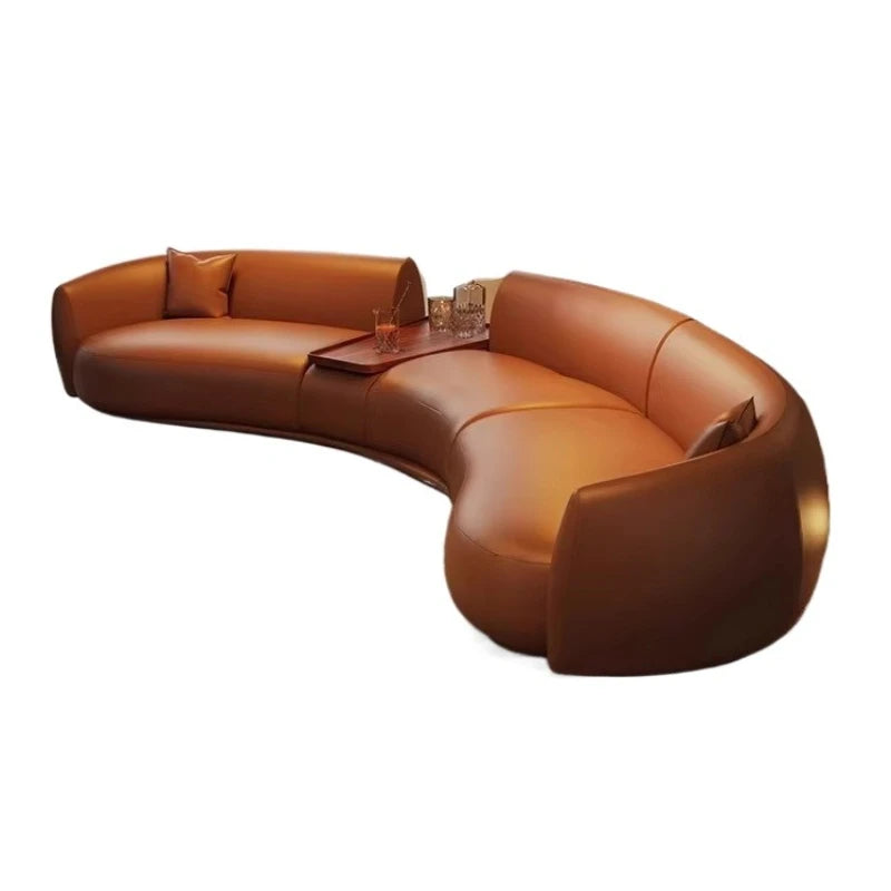 Italian curved leather sofa, premium luxury living room, beauty salon, office and reception area furniture - Kimlud