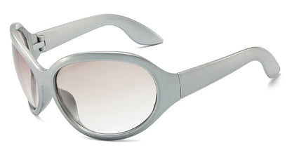 Oversized Y2K Sunglasses Women Lady Trendy Big Frame Vintage Wrap Around Sun Glasses Fashion Futuristic Punk Silver Shades 2000s - Kimlud
