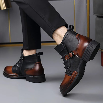 Autumn Winter Retro Ankle Boots for Men Fashion Casual Size Zipper Motorcycle Boots Man New Designer Warm Platform Shoes Male