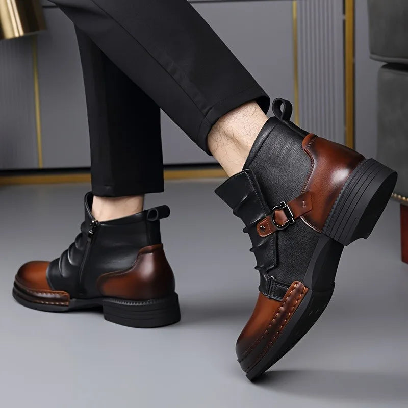 Autumn Winter Retro Ankle Boots for Men Fashion Casual Size Zipper Motorcycle Boots Man New Designer Warm Platform Shoes Male