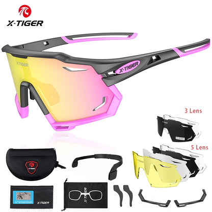 X-TIGER Cycling Glasses UV400 Photochromic Cycling Sunglasses Sports Polarized Men's Sunglasses MTB Racing Bike Glasses Eyewear