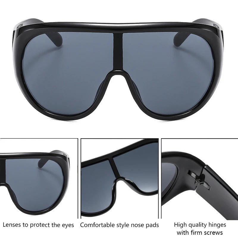 Y2K Oversized Shield Mask Sunglasses Women Futuristic Visor One-Piece Steampunk Big Frame Goggles Punk Shades Windproof...