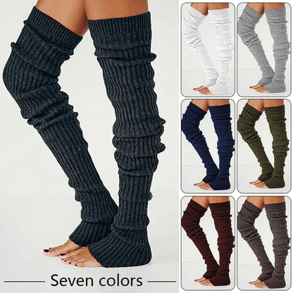 Women Winter Warm Leg Warmers Knee High Socks Girl Boot Topper Sock Warm Foot Cover Skinny Stockings Knitted Crochet Long Socks - Kimlud