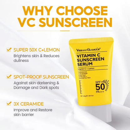 VIBRANT GLAMOUR Retinol Series 2.0 Formula Upgrade Vitamin C Sunscreen SPF 50+ SkinCare 3-Piece Set | Kimlud Premium Monitor