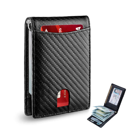 Rfid Leather Men Wallets Money Bag Slim Thin Card Holder Wallet Carbon Fiber Male Small Short Purse Black Billfold Walet Gifts