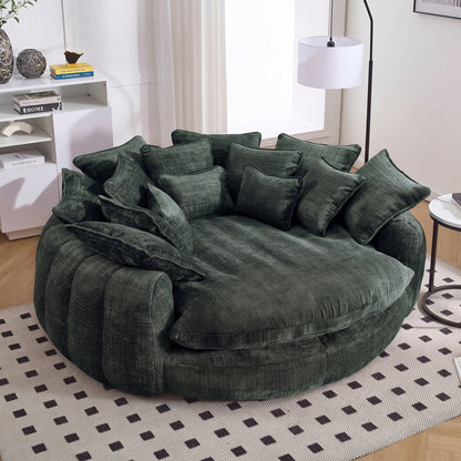 81.1" Cloud Couch Sleeper Sofa, Oversized Round Chaise Lounge Chair with 14 Pillows, Modern Chenille Boneless Couch, Memory Foam