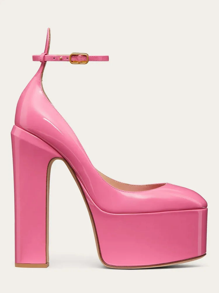 New Brand Women&#39;s Shoes Super High Heel Party Fashion Thick Sole Leather Shoes Bridal Shoes Wedding Party Shoes Women Summer