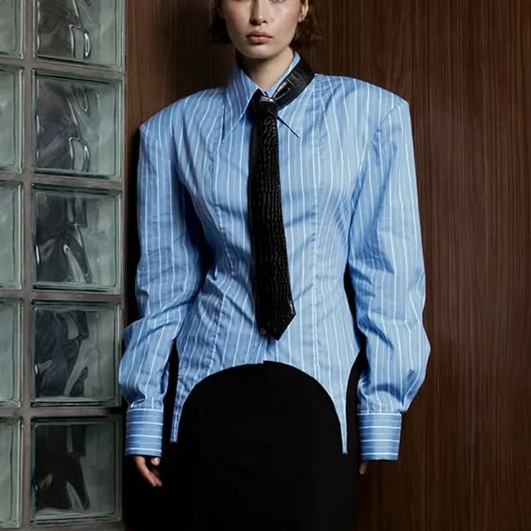Vintage Stripe Printed Shirts Women Casual Office Long Sleeve Lapel Buttoned Shirt 2026 Spring WOMEN Shirt Korean Style...