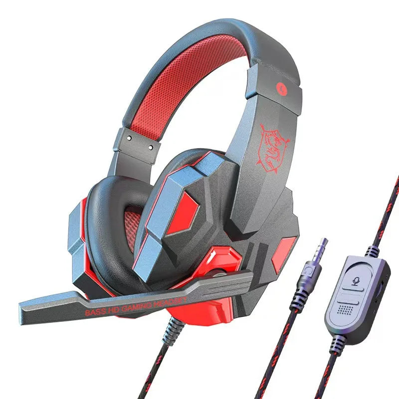 RGB Gaming Headset with Microphone Over-Ear Wired Headphones Drivers Lightweight for PC PS5 Xbox Switch