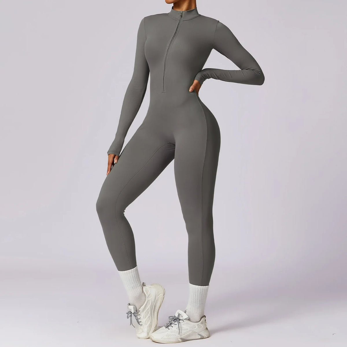 Yoga Jumpsuit Women Seamless Sports Zipper Jumpsuit Set Gym Long Sleeve Fitness Suit Elastic Gym Workout Bodysuit Athletic Wear - Kimlud