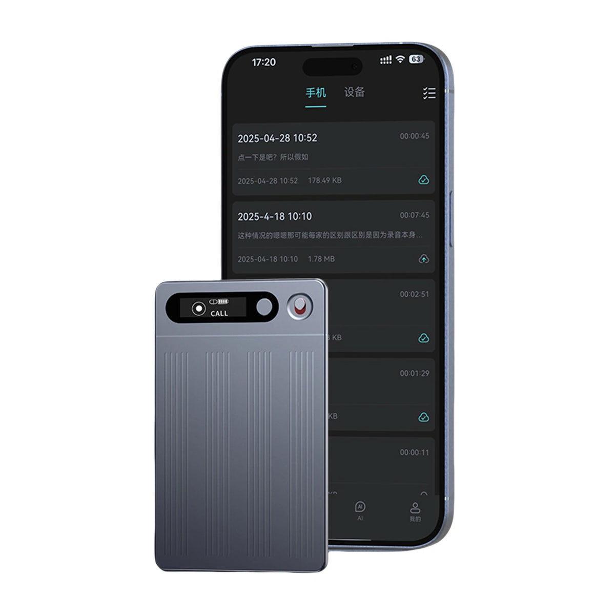 64G AI Voice Recorder Portable AI Notetaking Device Support 134 Languages Transcribe & Summarize Audio Recorder Audio Dictaphone