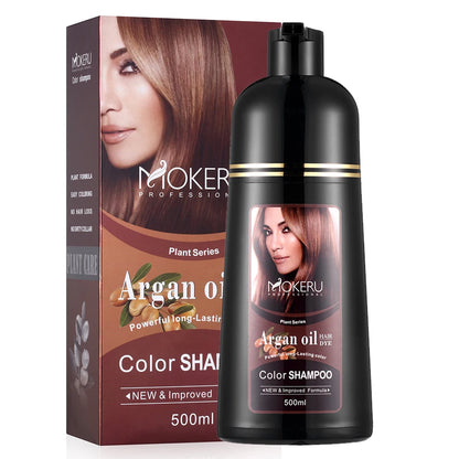 Mokeru Natural Fast Coloring Argan Oil For Hair Dark Brown Argan Speedy Hair Color Shampoo for Gray Hair Dye Shampoo |...