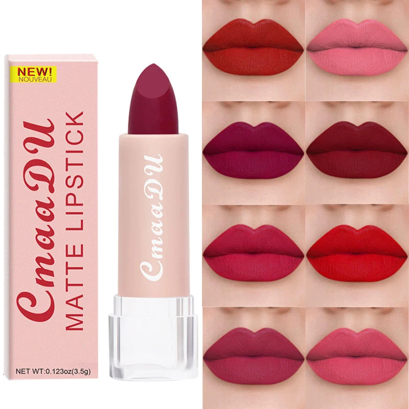1pcsVelvet Matte Lipstick Waterproof Long-lasting Solid Matte Lip Gloss Non-Stick Cup Nude Pink Lipstick Sexy Cute Korean Makeup
