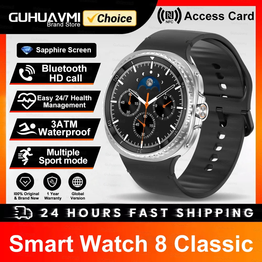 Watch 8 Ultra Classic Fashion Men GPS Map Compass NFC 3ATM Waterproof Smart Watch Rotating Dial HD Bluetooth Call Upgraded Watch