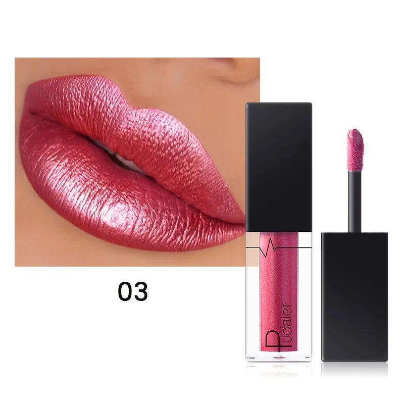 Glitter Pearl Lip Gloss Lipstick, Hydrating, High Pigment, Smudge-proof, Waterproof and Sweat-resistant, Perfect Christmas Gift