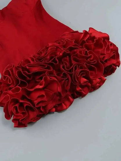 Red Solid Spliced Appliques Slim Backless Short Dresses For Women Strapless Sleevelss Patchwork Lace Up Dress Female Sexy LSW7