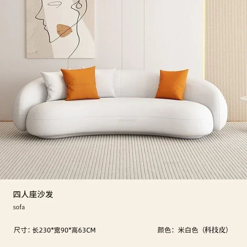 Curved Living Room Sofas Designer Beauty Salon Sofa Clothing Store Rest Area Reception Sofa Cream Style Living Room...