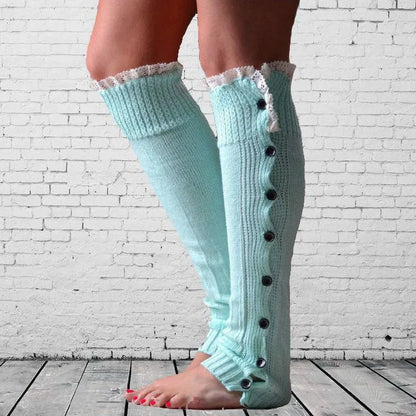 Women's Leg Guards Autumn and Winter New Lace Lace Buttons Warm Long Jk Stacking Socks Cover Boot Cover