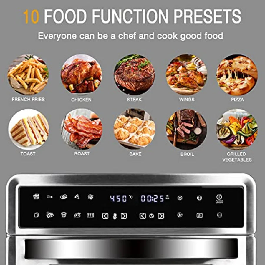 26.4-QT Large Toaster Oven 10 IN 1 Air Fryer Digital Convection Countertop Ovens with Dehydrate and Reheat Multifunction Toaste