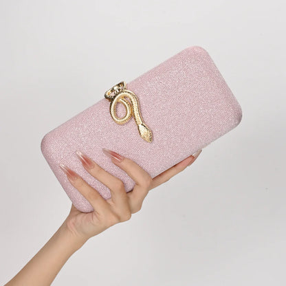 Classic Snake Buckle Evening Purse Women's Sparkling Clutch Bag Annual/wedding Party Handbag Elegant Square Box Bag...