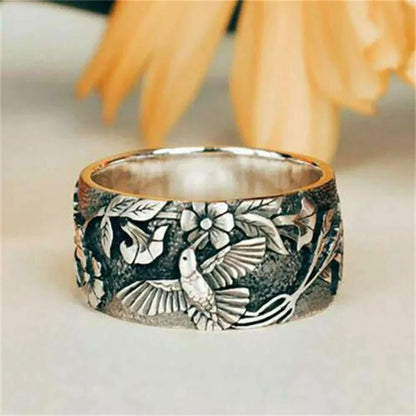 French Retro Flower Bird Ring For Women Fashion Simple Jewelry Accessories Wholesale