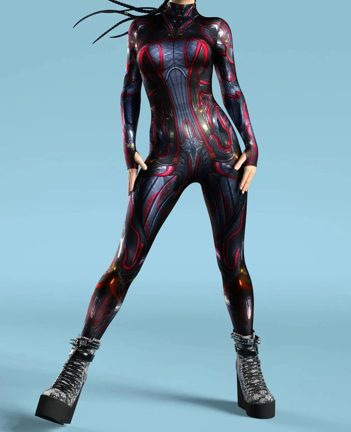 Women Cyber Armor 3D Printing Bodysuit Halloween Carnival Punk Cosplay Zentai Suit Festival Jumpsuit Party Morphsuit Rave Outfit - Kimlud