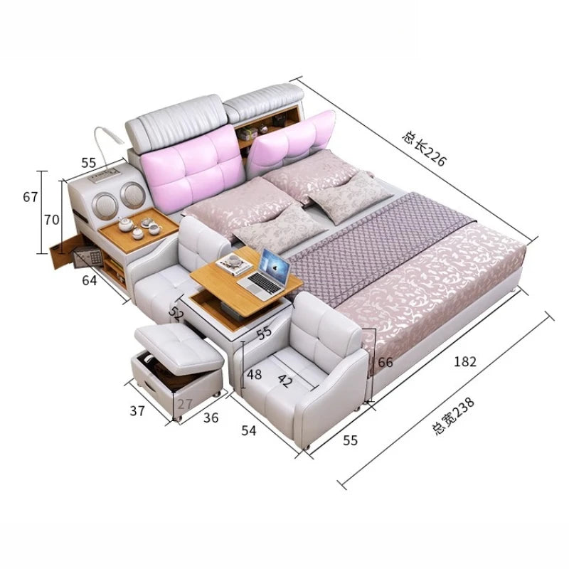 Upholstered Fancy Bed Cabinets Double Reading Frame Dressers Smart Bed Lounge Headboards Mobili Per La Casa Rome...