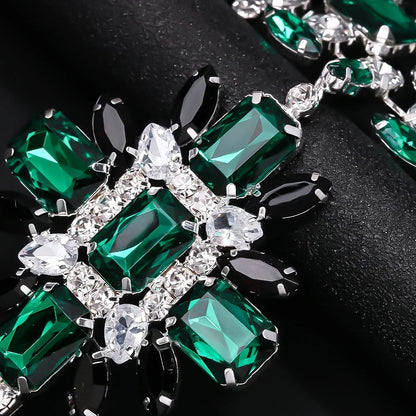 Green Corss Pendant Choker Bridal Collar Charms Party Accessories Statement Necklace Rhinestone Jewelry Pendant Wholesale Gift