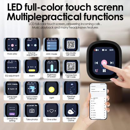 Siindoo NEWEST ANC930Plus Hybrid ANC Wireless Headphone, With Multi Magnetic Touch Control LED Screen AND APP Download 1GB MP3