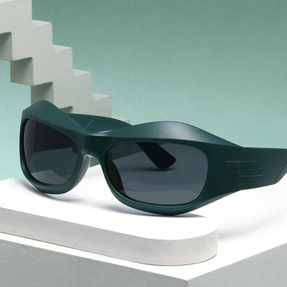 Steampunk Style Y2K cycling Sunglasses Women Men Trendy Ins Curved Shaped Glasses Personalized Technology Sports Sun...
