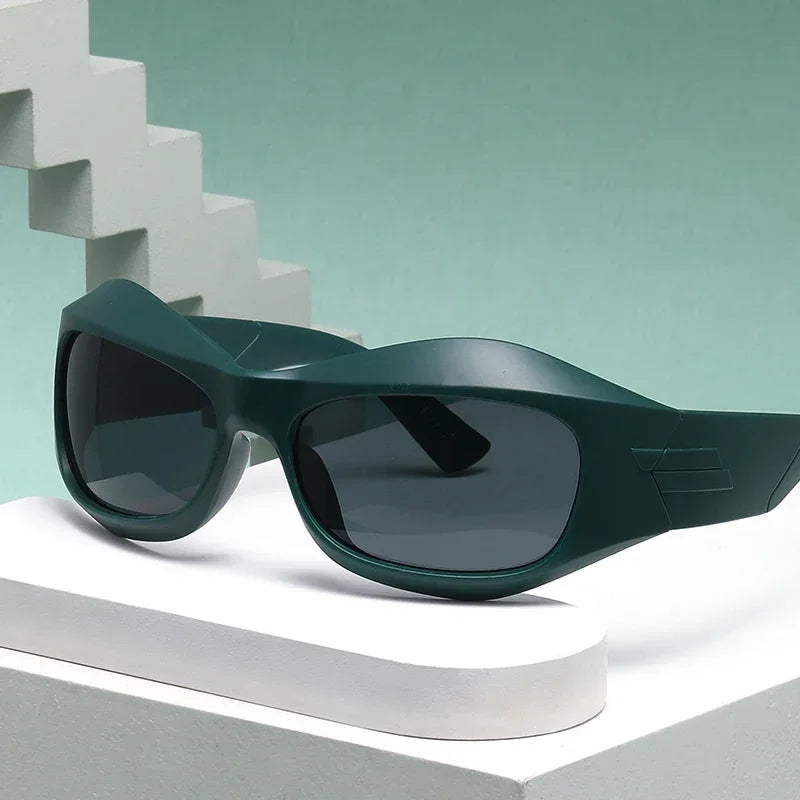 Steampunk Style Y2K cycling Sunglasses Women Men Trendy Ins Curved Shaped Glasses Personalized Technology Sports Sun...