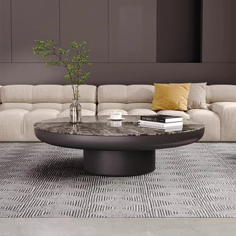 Italian Luxury Coffee Table Round Minimalist Living Room Aesthetic Coffee Table Service Simple Mesa Auxiliar Home Furniture