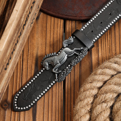 A PU Belt Suitable for Both Men and Women, Combining the Style of Western Denim and Retro, Is Perfect for Daily Casual...