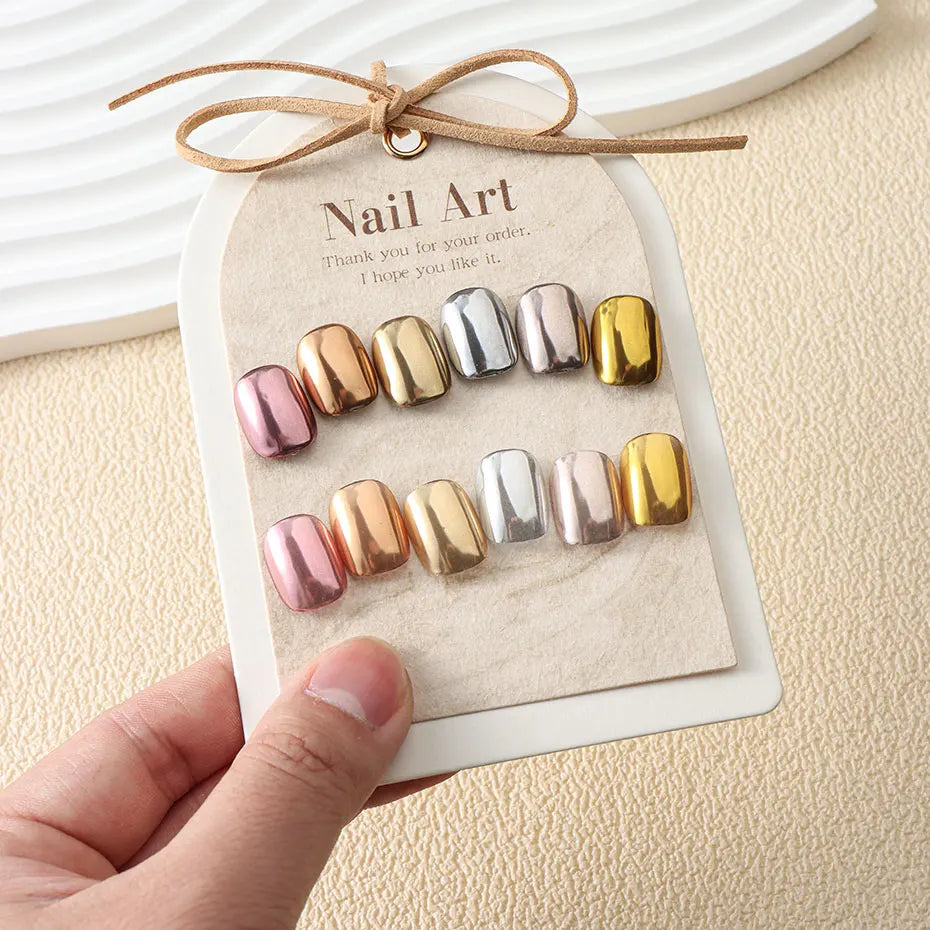 6pc Gold Metallic Mirror Glitter Nail Art Dust Rose Gold Silver Powder UV Gel Polish Chrome Rubbing Pigment Flake Manicure Decor