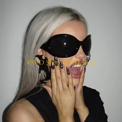 49MD Alien Sunglasses Punk Sunglasses y2k Sunglasses Wrap Around Sunglasses Uv400 Sunglasses Shades Glasses Eyeglasses - Kimlud
