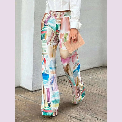 Spring Summer Loose Printed Pants 2024 New Leisure Fashion High Waisted Office Trousers For Women
