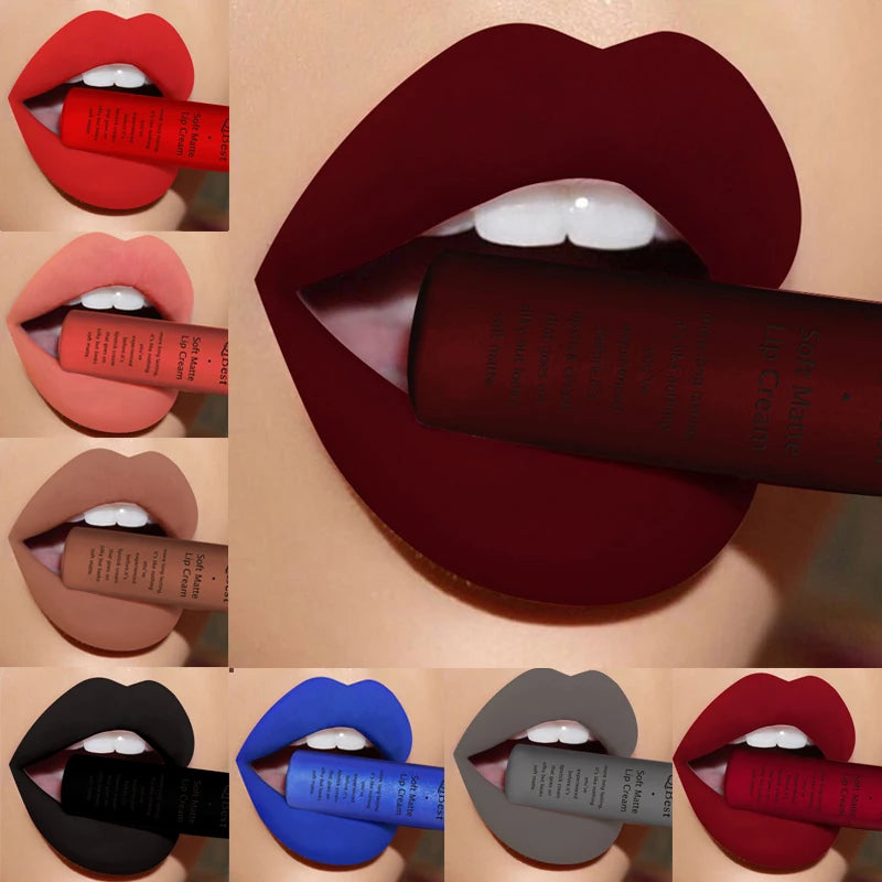 QIBEST Brand 34 Colors Liquid Lipstick Waterproof Matte Nude Lipstick Pigment Red Long Lasting Lip Gloss Women Makeup...