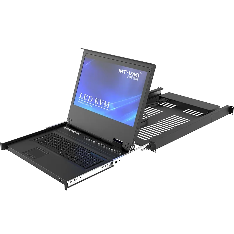 17.3" LED HDMI KVM Console 8 Port, MT-VIKI 1920*1080 Rackmount KVM Drawer for 1U 19" Server Rack,17.3 Inch LCD HDMI KVM Switch - Kimlud