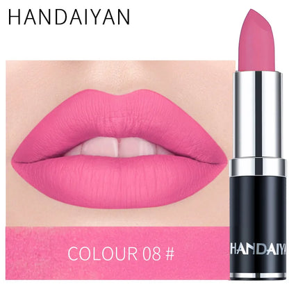Handaiyan Sexy Nude Red Brown Purple Lipgloss Matte Lip Gloss Velvety Lipstick Matte Waterproof Makeup Long Lasting...