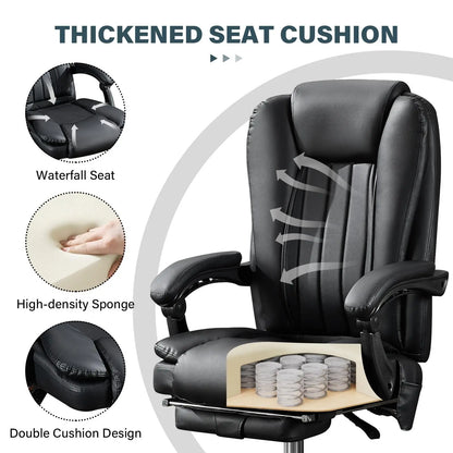 Massage Chair Office Electric Leather Executive Chair Adjustable Height Reclining Nap Chair 3 Intensity Levels Latex Cushion