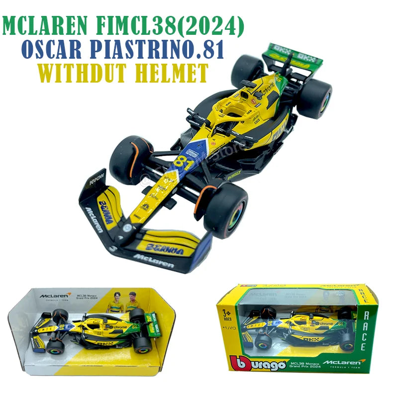 Bburago 1: 43 McLaren 2024 MCL38 Miami GP Formula Racing Alloy Car Model Toy