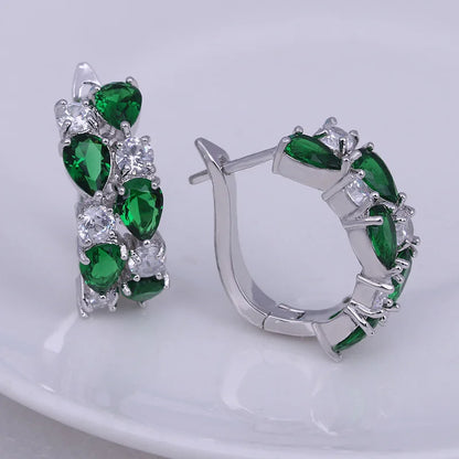 LXOEN 2022 Classic Semi-precious Stone Stud Earrings for Women Silver Color Round Studs Ear Jewelry brinco Gift bijoux