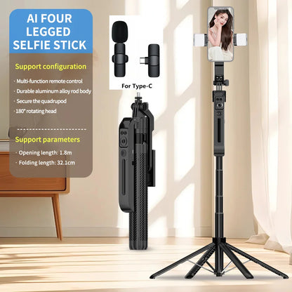 Wireless Selfie Stick Tripod Stand 360 rotation face tracking Handheld stabilizer For Smartphones Balance Steady Shooting Live