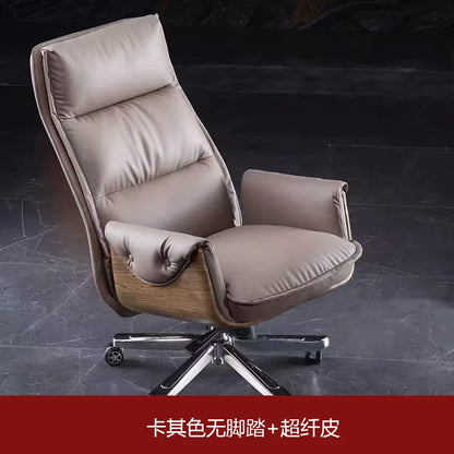Computer chair Home boss chair Comfortable backrest Sedentary reclining Cowhide sub-study class Business office | Kimlud...
