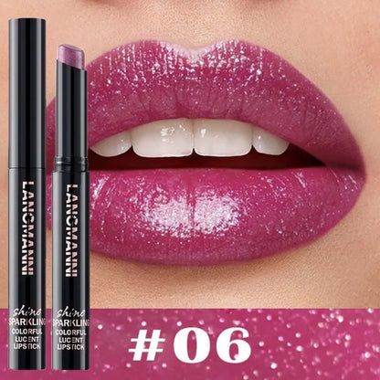 Diamond Pearlescent Lipstick Waterproof Long Lasting Non-stick Cup Matte Velvet Shiny Lipsticks Red Sexy Lips Makeup Cosmetics