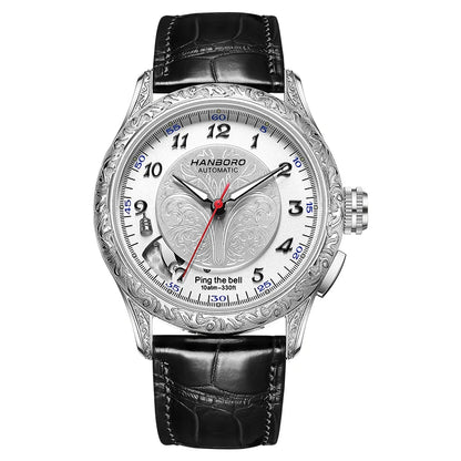 HANBORO Mechanical Alarm Watch Men Automatic Ping Bell Hourly Chime Luxury 100M Waterproof Sapphire Steel Business...