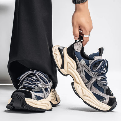 Lacing up Men's and Women's Couple Sport Shoes 2025 Thick Sole Luxury Design Casual Retro Dirty Casual Sneakers Breathable Upper - Kimlud