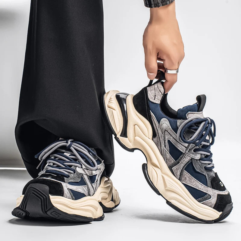 Lacing up Men's and Women's Couple Sport Shoes 2025 Thick Sole Luxury Design Casual Retro Dirty Casual Sneakers Breathable Upper - Kimlud