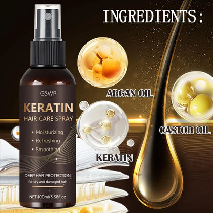 GSWP Keratin Hair Spray contains castor oil and argan oil, quickly absorbed, moisturize hair, leave it non-greasy.100ml - Kimlud